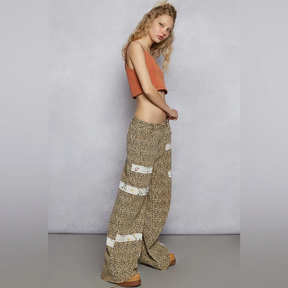 POL “ Studio Stitch “ Wide Leg Patchwork Pants | Leopard - Picture 7 of 7